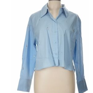 a new day Light Blue Embellished Button-Down Shirt